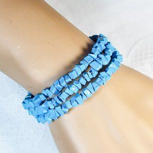 Cynthia Lynn "SANTA FE" Turquoise Gemstone Chip Beaded Spiral Coil Bracelet